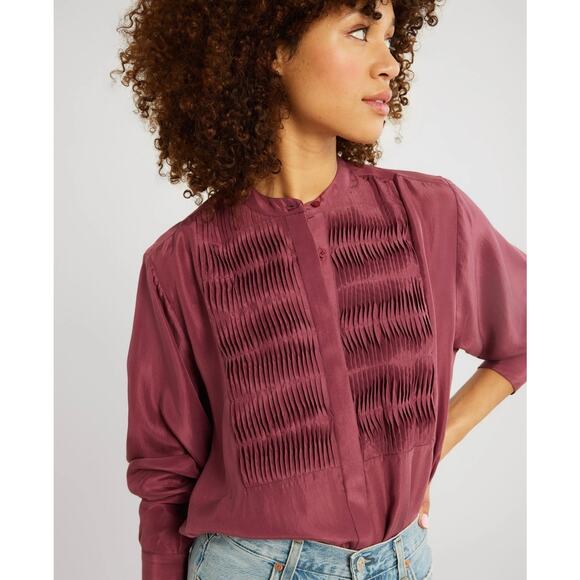 NWOT Millie Keaton Top in Plum Washed Silk Women’s Sz S - Picture 1 of 8